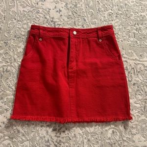 Size small Honey Belle red jean skirt